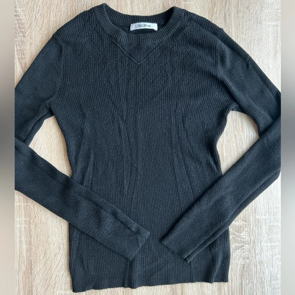 Max Mara Black Silk Cashmere Wool Sweater - Picture 1 of 4